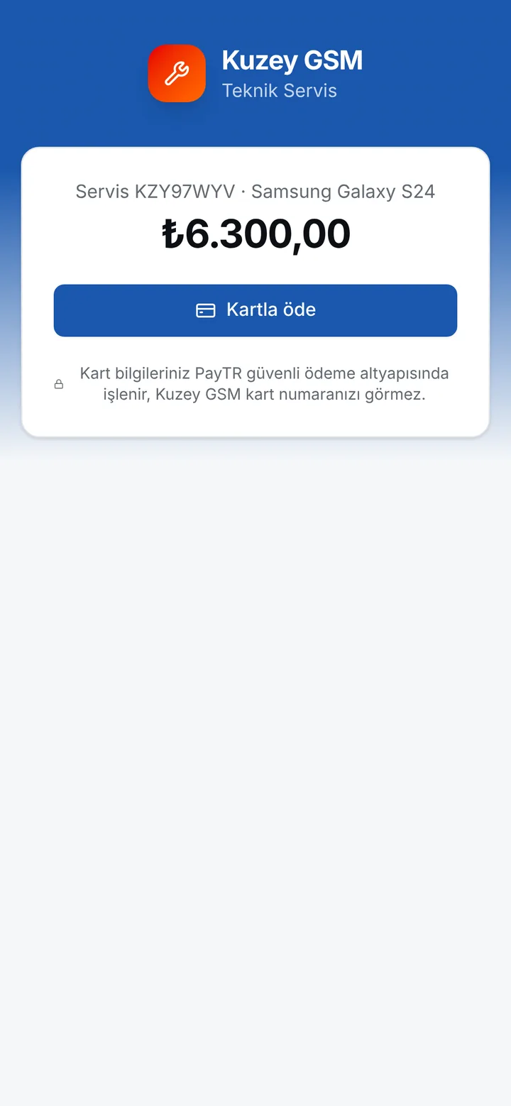 Müşterinin açtığı kartla ödeme sayfası